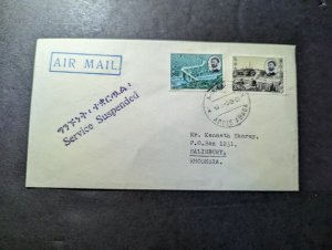 1966 Ethiopia Airmail Cover Addis Ababa to Salisbury Rhodesia