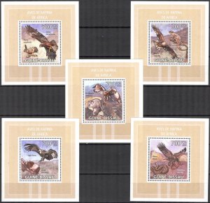 {354} Guinea -Bissau 2009 Birds of Prey 5 S/S Deluxe MNH**