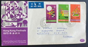 1975  Hong Kong First Day Cover FDc To Waverley Australia Festivals