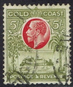 GOLD COAST 1928 KGV CASTLE 5/- USED