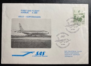 1980 Oslo Norway First Flight Airmail cover to Copenhagen Denmark SAS