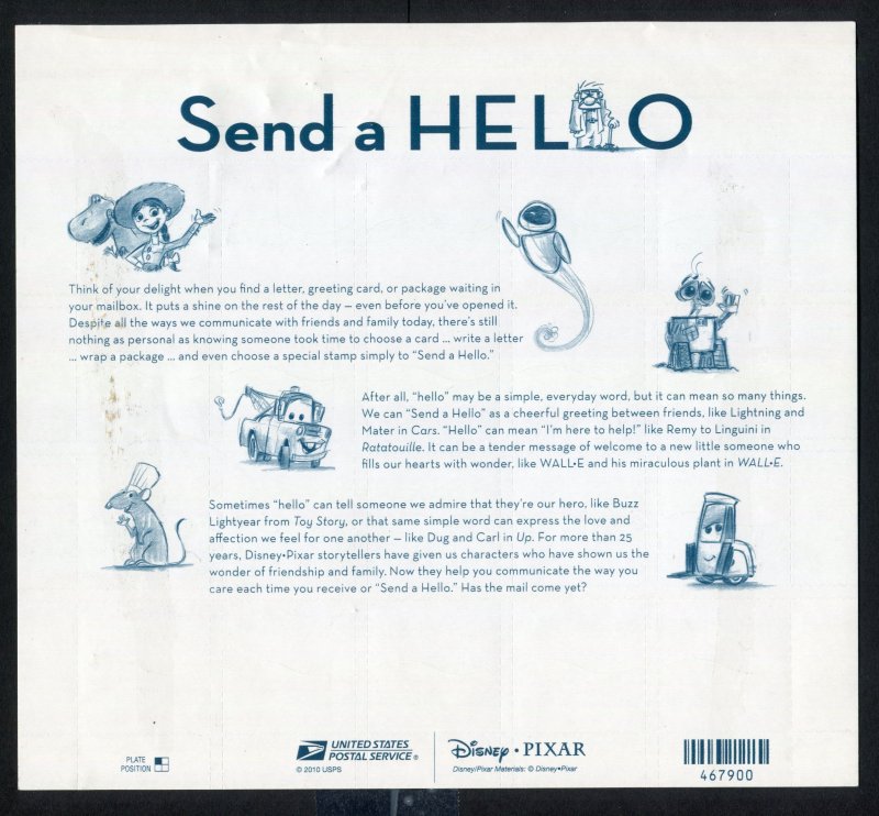 U.S. #4553-7 Used Sheet, Send A Hello 2012