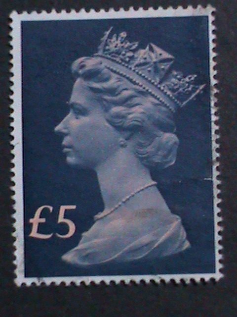 ​GREAT BRITAIN-1970 QUEEN ELIZABETH II- MACHINS USED 5 POUND LARGE SIZE VF RARE