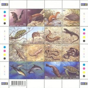 Malta 2004 MNH Stamps Mini Sheet Scott 1159 Animals Marine Life Bat Reptiles