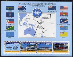 Nauru 1994 50th Anniversary ICAO perf m/sheet containing ...