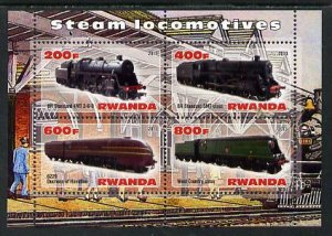 RWANDA - 2013 - Steam Locomotives #4 - Perf 4v Sheet - MNH - Private Issue