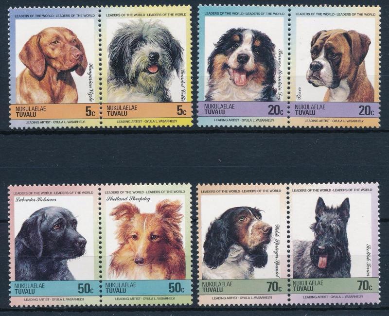 [62271] Tuvalu Nukulaelae 1985 Dogs 4 Pairs MNH