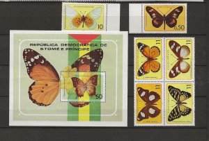 St. THOMAS & PRINCE ISL. Sc 501/507 NH of 1979 - BUTTERFLIES OF SET. Sc$25