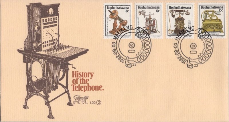 ZAYIX S. Africa Bophuthatswana 92-95 FDC History of the Telephone 080522SM27 