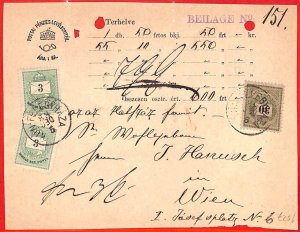 aa2081 - HUNGARY - Postal History - SPECIAL COVER for MONEY DISPATCH 1889-