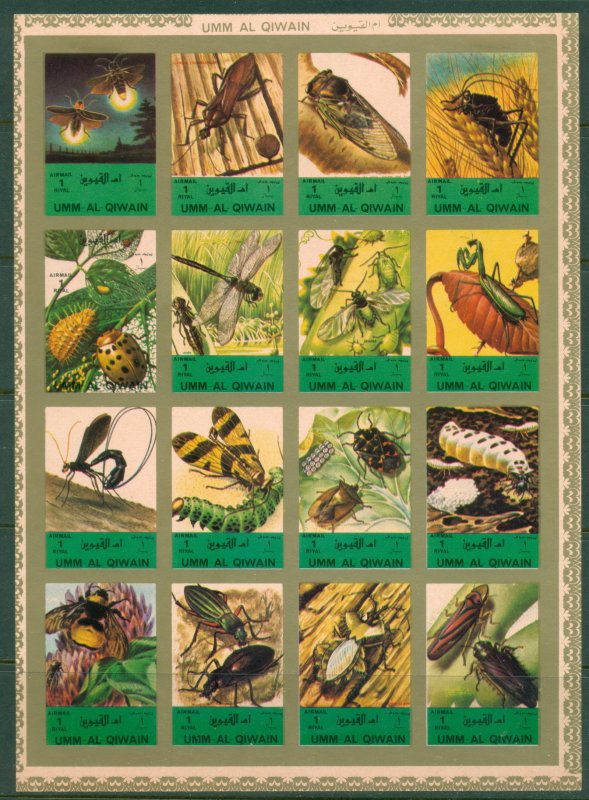 Umm al Qiwain 1972 Mi#1338B-1353B Insects sheetlet IMPERF MLH