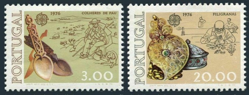 Portugal 1283-1284,MNH.Michel 1311-1312. EUROPE CEPT-1976.Carved Spoons,Pendant,