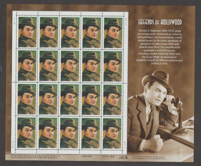 U.S. Scott #3446 Legends of Hollywood Stamp - MR Plate Position - Mint NH Sheet