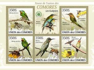 COMOROS - 2009 - Bee-eaters - Perf 5v Sheet - Mint Never Hinged