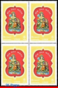 1122 BRAZIL 1969 MOTHER´S DAY, ST ANNE, BAROQUE STATUE, MI# 1211 C-635 BLOCK MNH