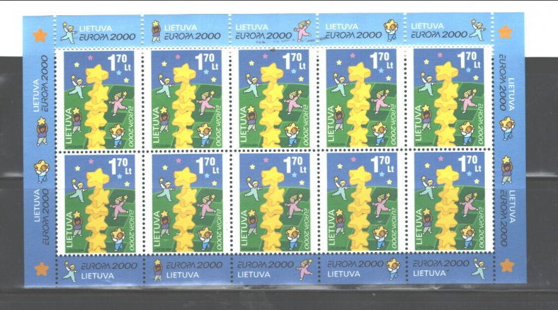 LITHUANIA 2000  EUROPE  #668a  1 STAMP=$0..45 / 1 SHEET= $5.50 MNH