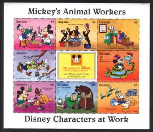 Guyana -Disney Mickey's Animal Workers VF NH 8 Stamps