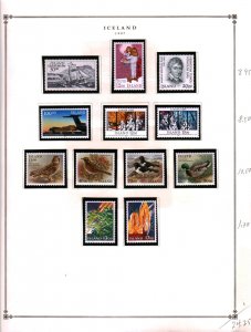 Collection, ICELAND Part E Scott Album Page, 1987/1991, Cat $195, Mint & Used