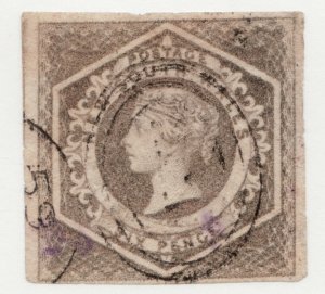 1854 New South Wales - Sc# 27 - 6p Grey - Queen Victoria  -- Used Fine - cv$125