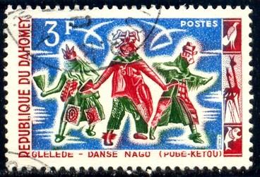 Nago Dance, Regional Dance, Dahomey stamp SC#186 Used