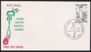 PAPUA NEW GUINEA 1969 cover South Pacific Games commem pmk.................B3967