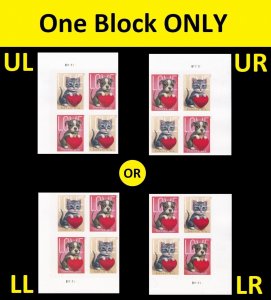 US 5745a-5746a 5746c Love Kitty Puppy imperf NDC plate block 4 MNH 2023
