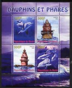 BENIN - 2008 - Dolphins & Lighthouses - Perf 4v Sheet - MNH - Private Issue