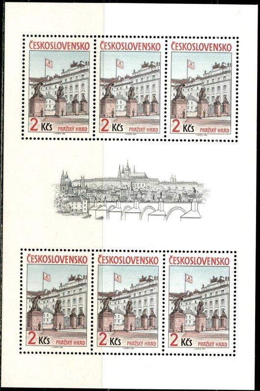 CZECHOSLOVAKIA Sc#2579-2580 1985 Prague Castle Art M/S of 6 OG Mint NH