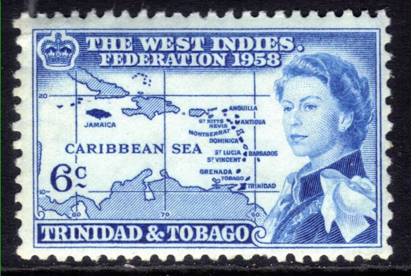 Trinidad & Tobago 1958 QE2 6ct Blue Inauguration Umm SG 282 ( J96 )