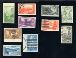 US Stamp #756-765 IMPERF Set of National Parks - USED - CV $13.70