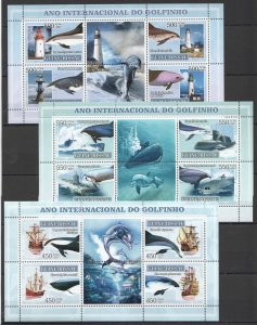 A1231 2007 Guinea-Bissau Marine Life Year Of The Dolphins Submarines 3Kb Mnh