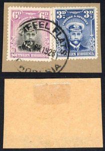 Southern Rhodesia SG7 SG5 6d and 3d Values Perf 14 Used on Piece