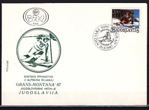 Yugoslavia, Scott cat. 1837. World Alpine Skiing issue. First day cover. ^