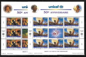 United Nations Geneva 294-95 50th UNICEF set Sheets MNH