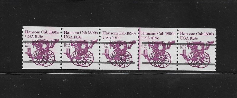 US Stamps: #1904a; 10.9c Hansom Cab Coil (Lines Precancel); #1 PNC5 Gap 0; MNH