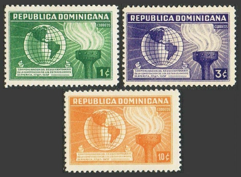 Dominican Rep 332-334, MNH. Michel 343-345. Constitution of the US, 150, 1938.