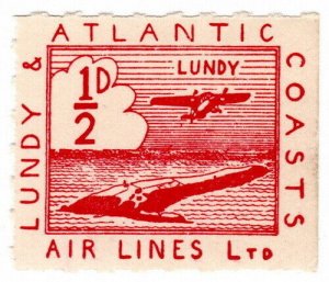 (I.B) Lundy & Atlantic Coasts Air Lines Ltd : Letter Stamp ½d