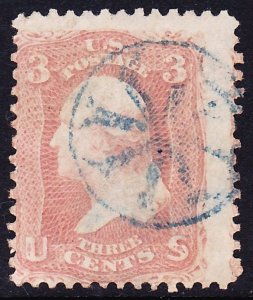 Scott 65, Used, Blue Geometric Fancy Cancel, S/E GE-C 77, Very Light Creases