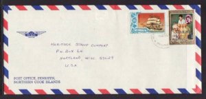 Penrhyn Island to Hartland WI 1993 Official Airmail # 10 Cover