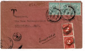 Burma 1921 Kyaiklat cancel on cover to the U.S., postage due