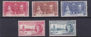 DOMINICA  1937 - 46    CORONATION & VICTORY SETS  MH  