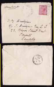 Natal  South Africa #12639-Newcastle No 28 1895-cover to Canada-1p QV dull rose-