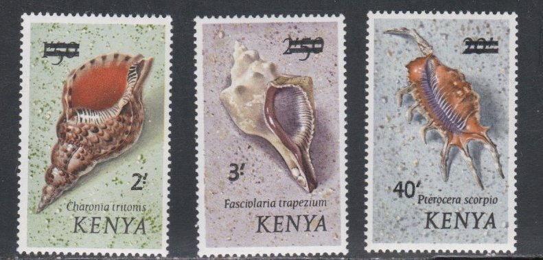 Kenya # 53-55, Seashells - Surcharged,  Mint NH, 1/2 Cat.