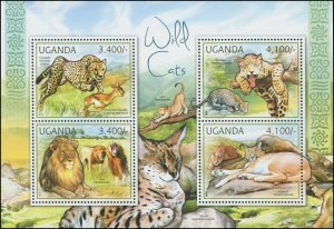 Uganda 2012 Sc 1929 Lion Cheetah Leopard Caracal CV $12