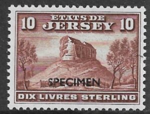 JERSEY REVENUE 1965 £10 Castle Ruins Pictorial SPECIMEN Bft.25 MNH