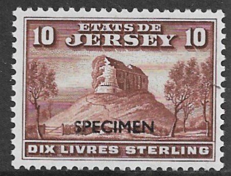 JERSEY REVENUE 1965 £10 Castle Ruins Pictorial SPECIMEN Bft.25 MNH