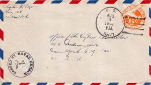 United States Fleet Post Office 6c Monoplane Air Envelope 1944 U.S., Navy [16...