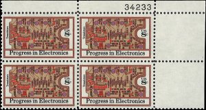 Scott # 1501 1973 8c multi Litho& Electronic
Circuit ; TAGGED Plate Block - U...