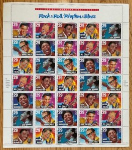 US: 1993 MNH ROCK & ROLL, RHYTHM & BLUES SHEET MNH Elvis Holly Haley, Sc 2724-30