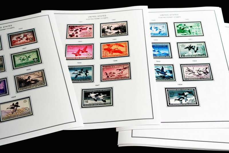 LIGHTHOUSE SF Illustrated album pages USA, hunting permit duck stamps at